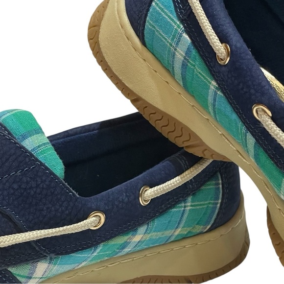 🔥SALE🔥TOMMY HILFIGER WOMENS TW SASSI NAVY  PLAID CASUAL BOAT SHOE SZ 8 M - Picture 7 of 10